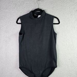Shape FX Bodysuit L Black Sleeveless Mock Neck Stretch Minimalist Cotton Israel